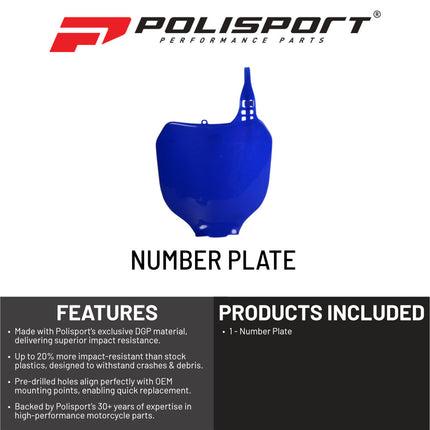 Polisport Motocross (MX) Number Plate for Yamaha YZ 450F (2003-05) - Dirt Bike - OEM Quality, Durable Gloss Polypropylene (DGP), Flexible & Perfect Fit - Blue