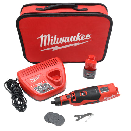 Milwaukee M12 Brushless Rotary Tool Kit, Cordless 12-Volt Rotary Tool with Variable Speed, Compact Cutting, Grinding, Sanding and Detail Work, Includes Battery and Charger