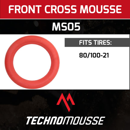 Technomousse 80/100/21 Soft Dirt Bike Front Tire Mousse Insert Red Series MS05 Standard Compound - Enduro Motocross Foam Tire Tube - Puncture and Cut Resistant