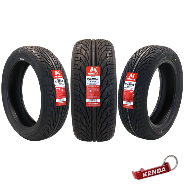 Kenda Kanine KR20 145/60R16 (x2) 66T Front & 205/45R16 77T Rear Tire Bundle, Radial Tubeless Tires for Can-Am Spyder & Three-Wheeled Autocycle Applications, DOT and E-Mark Approved, Includes Keychain