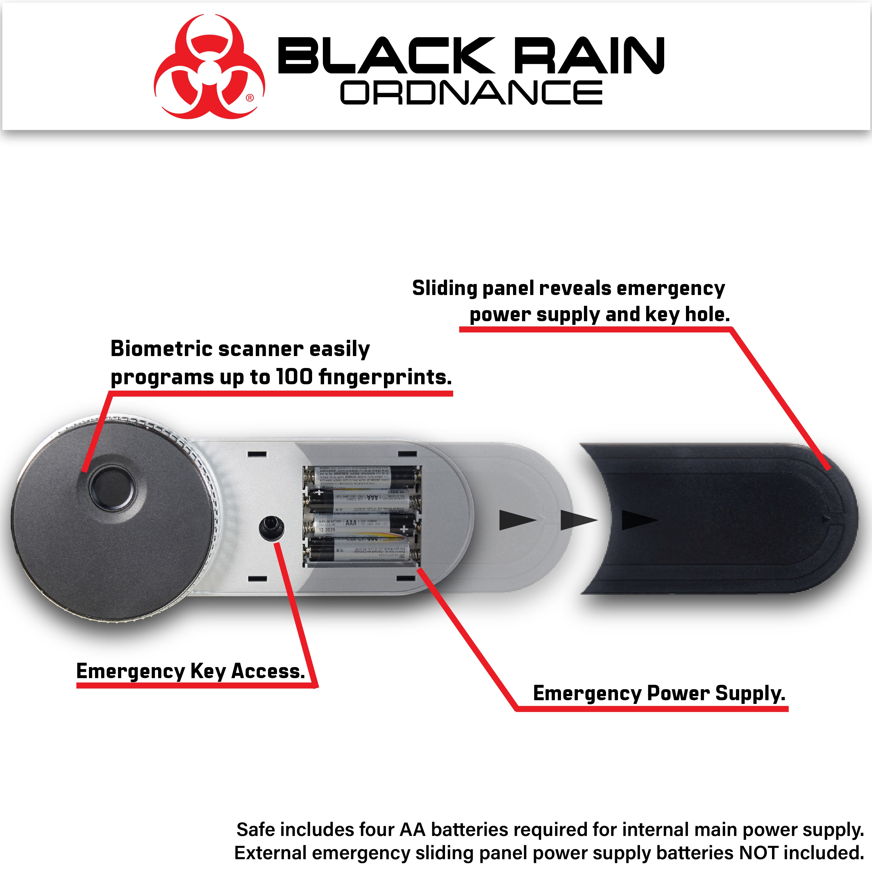 Black Rain Ordnance - Biometric Security Safe w/Key & Fingerprint Access