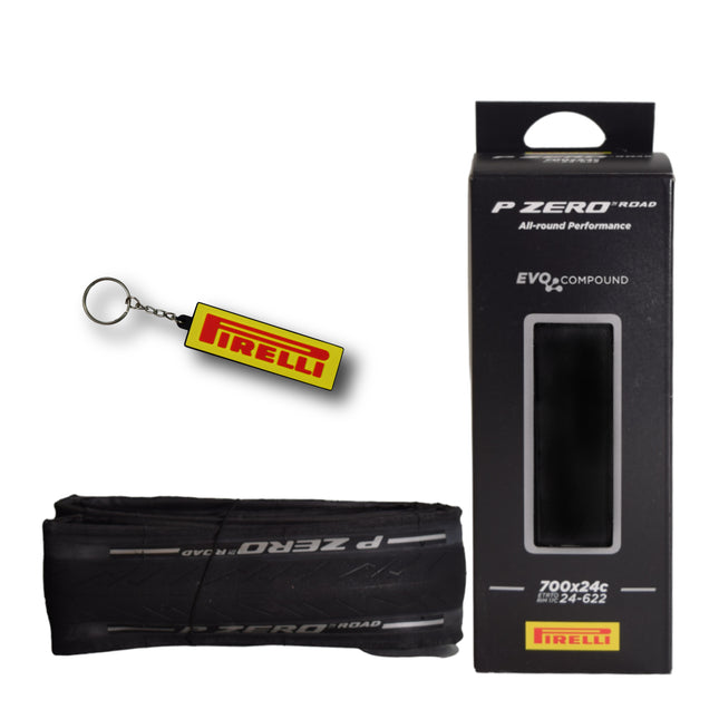 Pirelli P ZERO Road Bike Tire 24-622 (700x24c) - Tube Type Bicycle Tire, Durable All-Round Performance, High Grip, Clincher Tire for Road Cycling - EVO Compound, TechBELT Construction w/Keychain