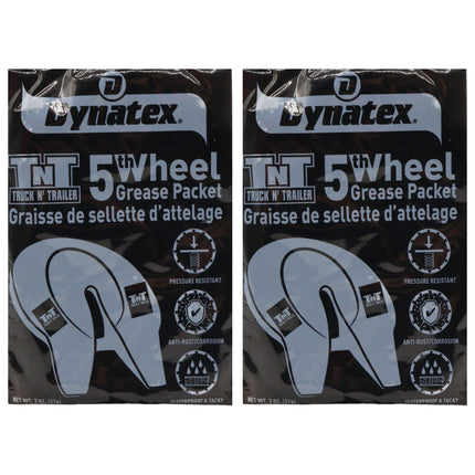 Dynatex 5th Wheel Grease 2 oz Packet - Heavy-Duty Waterproof, Graphite & Moly, High Load Plating, Anti-Rust & Corrosion (2-Pack)