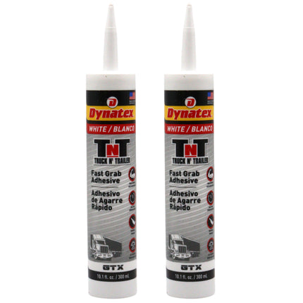 Dynatex Truck N Trailer White Flexible Sealant 10.1 oz Caulk Tube - Ultra Synthetic, Primerless Adhesion, All-Weather, High Strengh, Permanent Elastic Seal (2-Pack)
