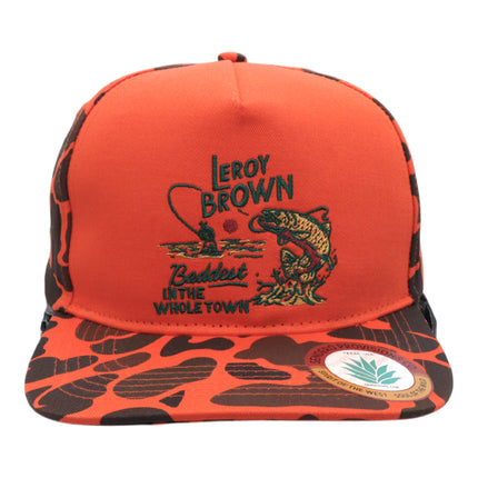 Sendero Provisions Co. Leroy Brown Adjustable Snapback Hat - Orange Camo Printed Pattern, Embroidered Graphic Design, Structured 5-Panel Cotton Twill Cap for Outdoor Adventures-One Size