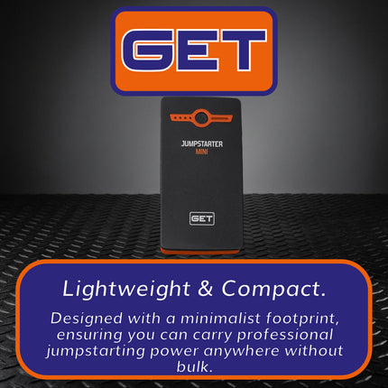 GET GK-JMPSTR-0002 Mini Jump Starter 6000mAh - Portable Jump Starter Power Bank with LED Light - 360 Peak Amps for Motorcycles, Scooters, ATVs, UTVs, Personal watercraft, and Gas Engines Up To 2000cc
