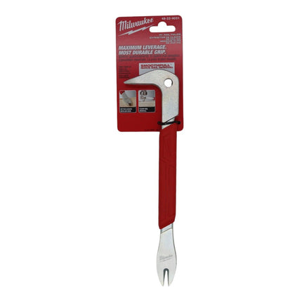 Milwaukee 48-22-9031 10 in. Nail Puller with Dimpler, SMOOTHPULL Removal Head, Wear-Resistant Grip, Beveled Edge, Nickel-Plated, Sets 4d & 6d Finishing Nails