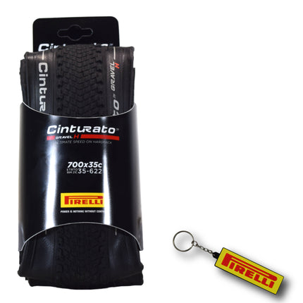 Pirelli Cinturato Gravel H TLR 35-622 (700 x 35c) Road Bicycle Tire - SpeedGrip Compound, Clincher Type, Tubeless Ready Bike Tire with Keychain 700x35c