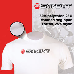 Syndyt Men's Women's Short Sleeve T-Shirt, Soft Cotton Blend Crewneck Tee, Lightweight Comfort Fit Casual Shirt for Gym, Workout, Lounge or Everyday Wear - White (Large)