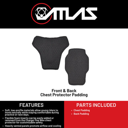 Atlas Charger Youth CE Insert Kit  (A1005‑01‑000) Youth Chest Pad Replacement Kit - Lightweight Comfort Padding with CE Certification for Kids Motocross, Off‑Road Riding & Other Extreme Sports