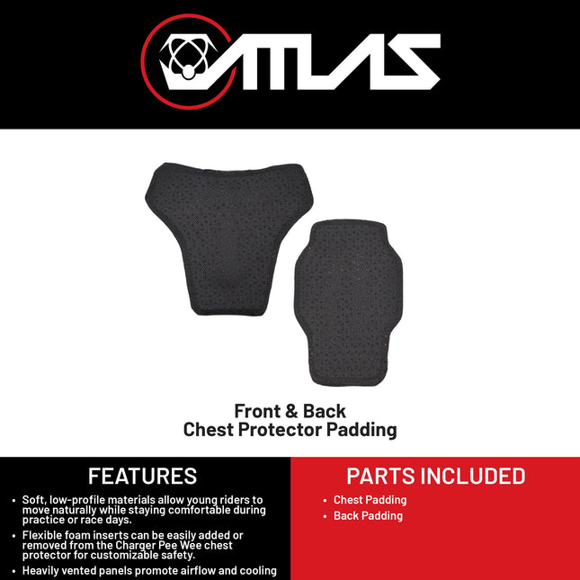 Atlas Charger Youth CE Insert Kit  (A1005‑01‑000) Youth Chest Pad Replacement Kit - Lightweight Comfort Padding with CE Certification for Kids Motocross, Off‑Road Riding & Other Extreme Sports