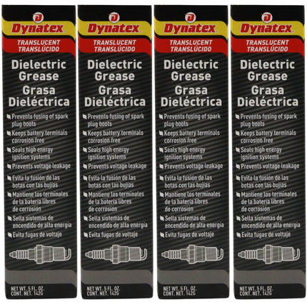 Dynatex Dielectric Grease 5 oz Tube - Silicone-Based, High Temp Vacuum & Water Resistant, Protects Electrical Connections, Non-Hardening (4-Pack)
