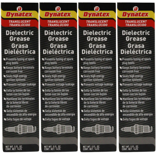 Dynatex Dielectric Grease 5 oz Tube - Silicone-Based, High Temp Vacuum & Water Resistant, Protects Electrical Connections, Non-Hardening (4-Pack)