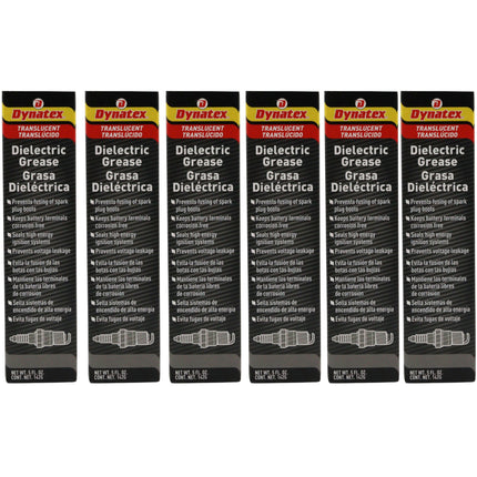 Dynatex Dielectric Grease 5 oz Tube - Silicone-Based, High Temp Vacuum & Water Resistant, Protects Electrical Connections, Non-Hardening (6-Pack)
