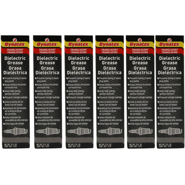 Dynatex Dielectric Grease 5 oz Tube - Silicone-Based, High Temp Vacuum & Water Resistant, Protects Electrical Connections, Non-Hardening (6-Pack)