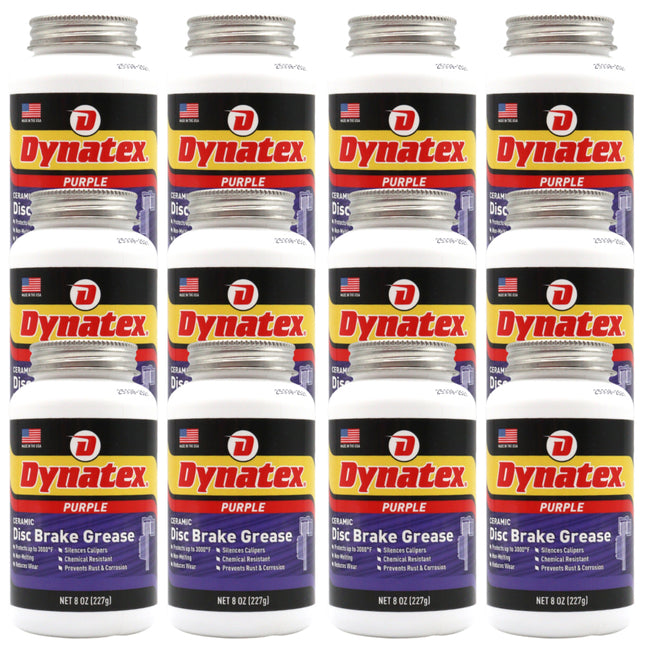 Dynatex Ceramic Disc Brake Grease 8 oz Tub - Synthetic High-Temp -40 Degrees F to 3000 Degrees F, EPDM Rubber Safe, Anti-Wear Anti-Corrosion Protection (12-Pack)