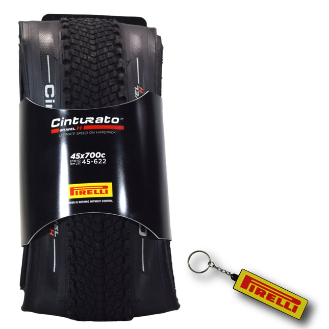 Pirelli Cinturato Gravel H TLR 45-622 (700 x 45c) Road Bicycle Tire - SpeedGrip Compound, Clincher Type, Tubeless Ready Bike Tire with Keychain 700x45c