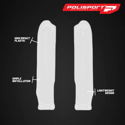 Polisport Fork Guards for Yamaha YZ450F (2023–2025) White – Durable Injection-Molded Plastic – Factory Fit & Finish – Roost & Debris Protection – Easy Bolt-On Installation