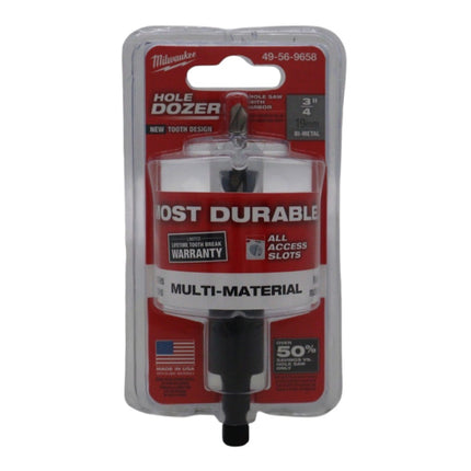 Milwaukee 49-56-9658 Hole Dozer 3/4 in. Bi-Metal Hole Saw with 3/8 in. Arbor and Pilot Bit, 3.5 Teeth Per Inch, 1-5/8 in. Cutting Depth
