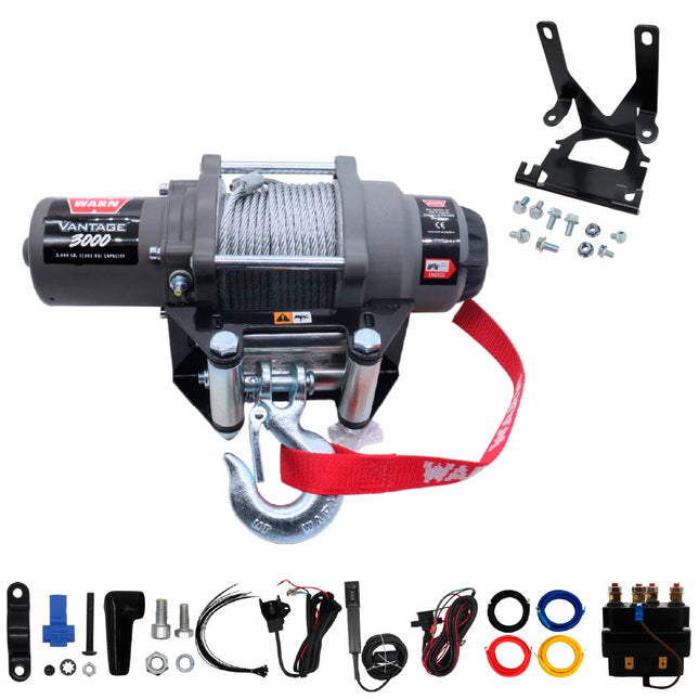 WARN Vantage 3000 Winch and Mount Kit(108213 100380) for Honda TRX Foreman, Rancher, & Rubicon Models (2014-2025) - Durable Black Powder Coated Steel Mount Compatible with ProVantage & Vantage Winches