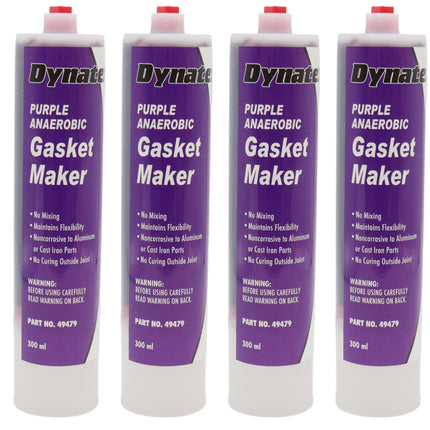 Dynatex Purple Anaerobic Gasket Maker 10.14 oz Caulk Tube - Forms Tough Flexible Gasket, Instant Low-Pressure Seal, Use With or Without Pre-Cut Gaskets (4-Pack)