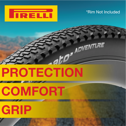 Pirelli Cinturato Adventure 45 622 Black Gravel Bike Tire   Tubeless Ready ProWALL Gravel Casing, Puncture Resistant, SpeedGRIP Compound for Bikepacking & Adventure Cycling + Keychain