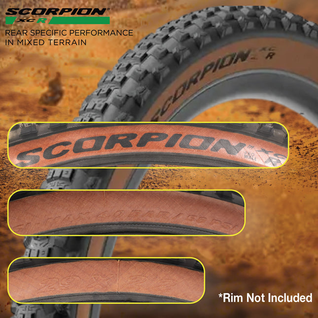 Pirelli Scorpion XC R Classic Tan 55-622 (29x 2.2) MTB Bicycle Tire  - Designed for Hardpacked and Trail Courses, and Everyday Biking, 60TPI and ProWall Casing- Mountain Bike Tire w/Keychain