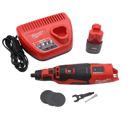 Milwaukee M12 Brushless Rotary Tool Kit, Cordless 12-Volt Rotary Tool with Variable Speed, Compact Cutting, Grinding, Sanding and Detail Work, Includes Battery and Charger