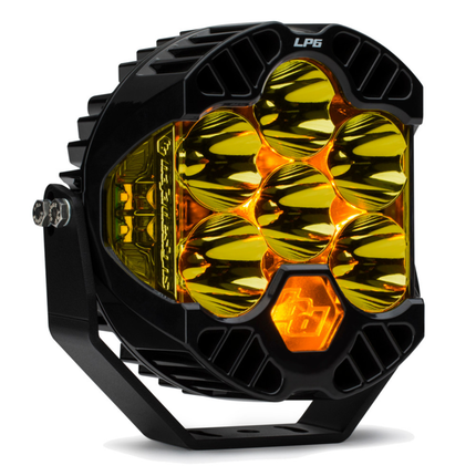 Baja Designs LP6 Pro LED Auxiliary Light Pod - Universal Fit, Amber Lens, 11,225 Lumens, Integrated Peripheral Technology, Direct Ducted Cooling, Wiring Harness & Mounting Hardware Included