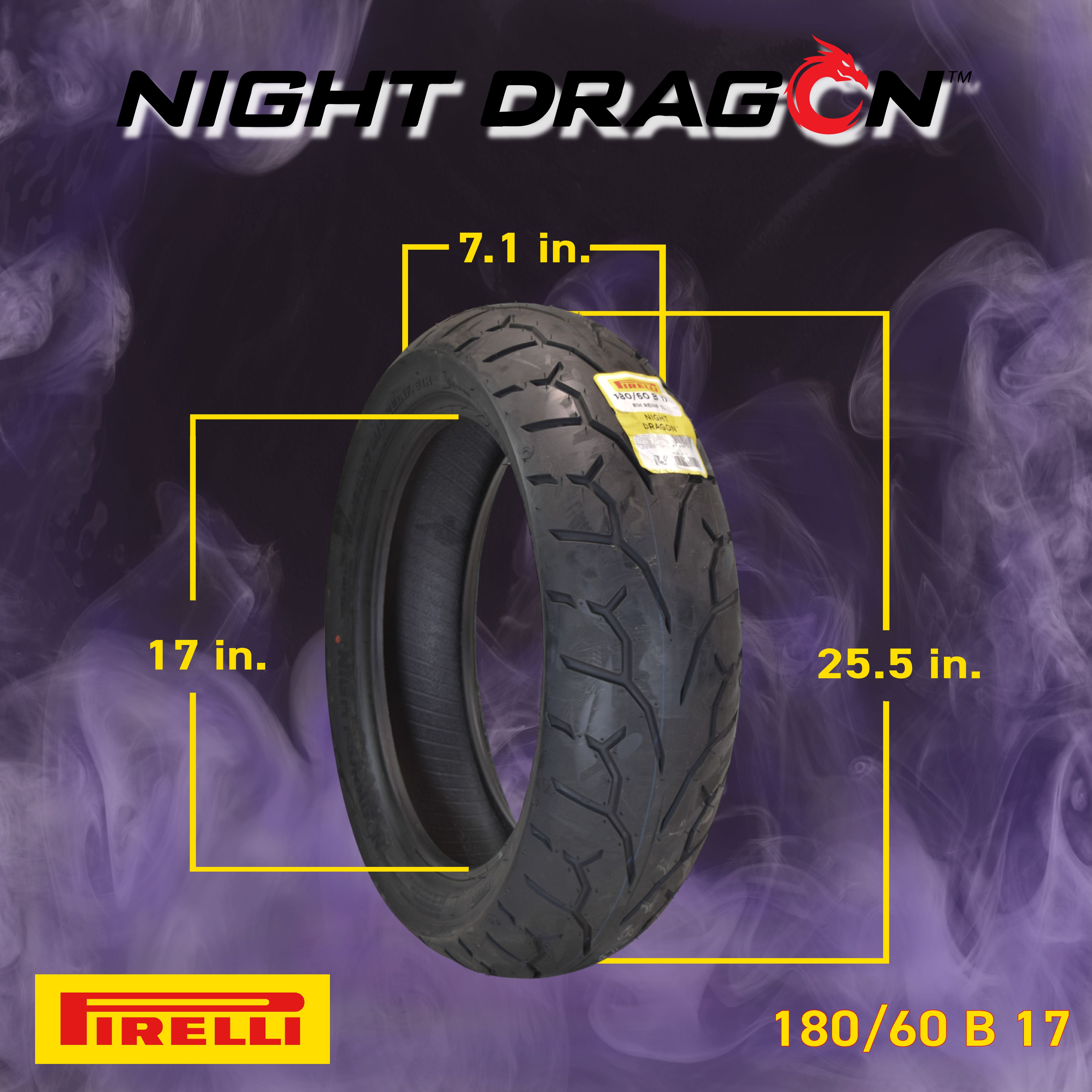 Pirelli Night Dragon 1773000 180/60B17 M/C 81H Rear Motorcycle Tire w/Keychain