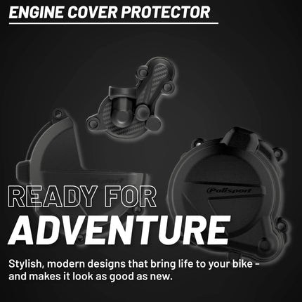 Polisport Motocross Motorcycles (MX) Engine Covers Protector Kit for Beta RR 250/300 (2018-2022) Dirt Bikes - Durable PA6 Plastic Clutch & Ignition Guards for Off-Road Riding - Black
