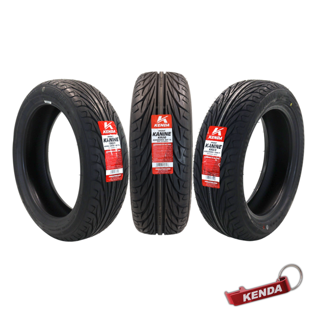 Kenda Kanine KR20 145/60R16 66T Front Tire (x2) and 205/65R15 92T Rear Tire for 3-Wheel Autocycle w keychain