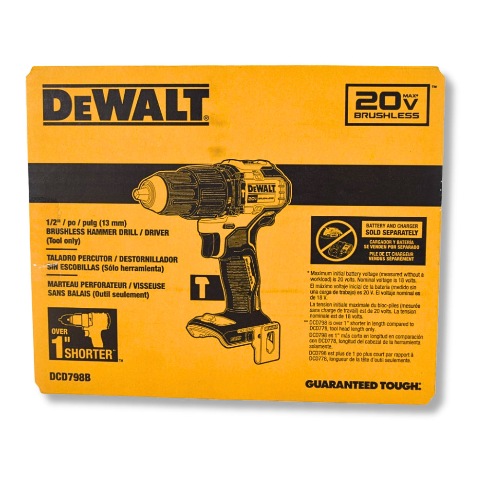 Dewalt DCD798B 20V MAX Brushless 1/2 in. Cordless Hammer Drill Driver (Tool Only)