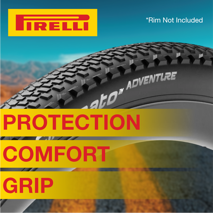 Pirelli Cinturato Adventure 50 622 (700x50c) Black Gravel Tires (2 Pack) & Scorpion SmarTube 46/58 622 Presta 42mm (2 Pack) with Keychain   Tubeless Ready Bundle