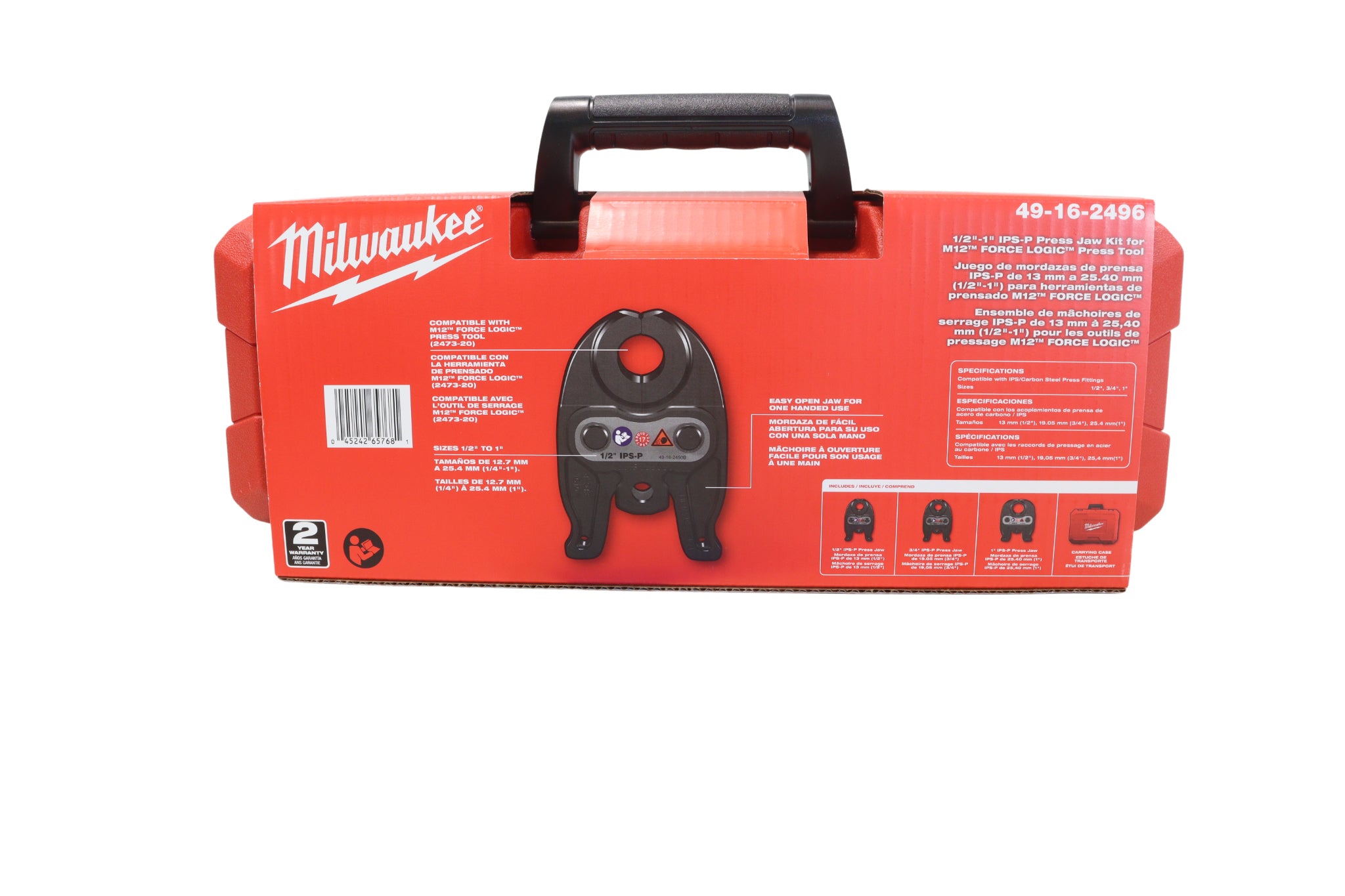 Milwaukee 49‑16‑2496 1/2"–1" IPS‑P Press Jaw Kit for M12 FORCE LOGIC Press Tool – Carbon & Stainless Steel Pipe Fittings