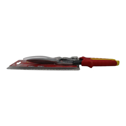 Milwaukee 48-22-4567 11.5 in. Long Straight-Cut Aviation Snips, Forged Laser-Hardened Serrated Blades, 3 in. Cut Length, Bolt Lock, Chrome-Plated, One-Hand Lock, Color-Coded Handles