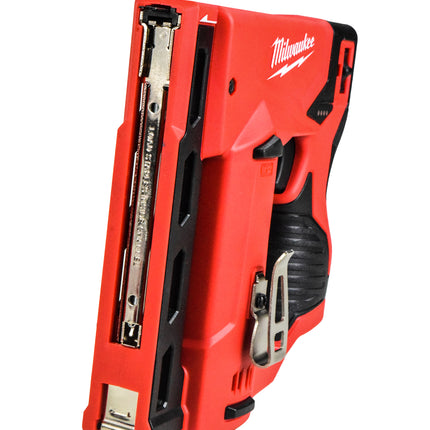 Milwaukee M12 12-Volt Lithium-Ion Cordless 3/8-Inch Crown Stapler Kit with REDLITHIUM CP1.5 Battery, Charger, and Adjustable Belt Hook - Fastens a range of 3/8" flat crown staples from 1/4" - 9/16"