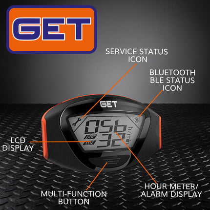 GET GK-GETHM-0001 Smart SOS Wireless Hour Meter & Crash Alert System, Bluetooth Engine Hour Counter with GPS Emergency Notifications, Maintenance Tracking, IP67 Waterproof for Dirt Bikes, ATV & UTV