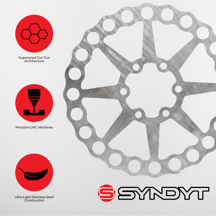 Syndyt SPP Holy Rotor Supersized 140mm Heat-Treated Lightweight Stainless Steel Disc Brake Rotor for BMX Race Bikes, Standard 6 Bolt ISO Mounting Pattern, Includes 6 Steel Rotor Bolts