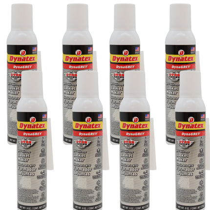 Dynatex DynaGrey RTV Silicone Gasket Maker 8oz Auto Can - 500°F High Temperature, Sensor Safe, Low Odor, and Non-Corrosive Silicone Sealing Compound Made in the USA (8-Pack)