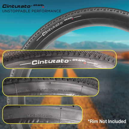 Pirelli Cinturato Gravel H TLR 40-622 (700 x 40c) Road Bicycle Tire - SpeedGrip Compound, Clincher Type, Tubeless Ready Bike Tire with Keychain 700x40c