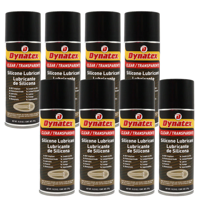 Dynatex Silicone Spray Lubricant 10.25 oz Aerosol Can - Dry Film, Waterproofs, Protects & Lubricates, Colorless Non-Toxic, Safe on Metal Plastic Rubber (8-Pack)