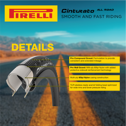 Pirelli Cinturato All Road Classic 45-622 (700x45c) Tan Wall Gravel Tire (2 Pack) - Classic Skinwall Bicycle Tires with Keychain Bundle