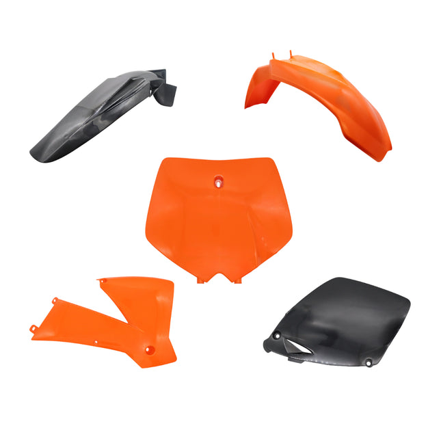 Polisport 90100 Complete Plastic Kit for KTM SX (01-02) EXC/EXC-F (03) – Orange OEM Color | Front & Rear Fenders, Side Panels, Radiator Shrouds, Number Plate | DGP Durable Gloss Polypropylene