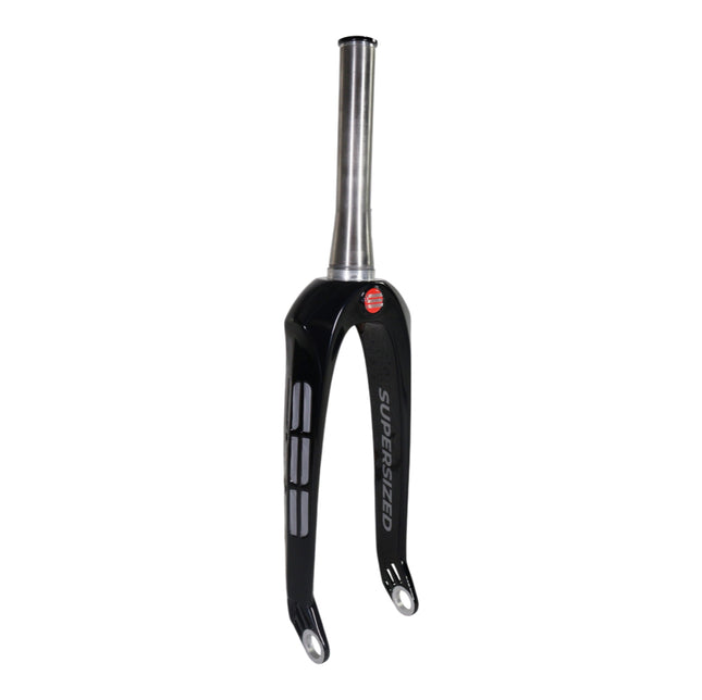 Syndyt SPP Supersized Ultra-High Modulus Carbon Fiber Pro Forks - Black Titanium (20 inch) - Fork Offset: 32 mm,  1‑1/8″ steerer tapering to 1.5″ Titanium Steerer Extruded and CNC‑Machined