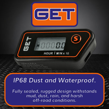 GET GK-GETHM-0002 Wireless Hour Meter - Stick-On Vibration Engine Hour Counter with Resettable Timer - IP68 Waterproof, Made for Motorcycles, ATVs & More