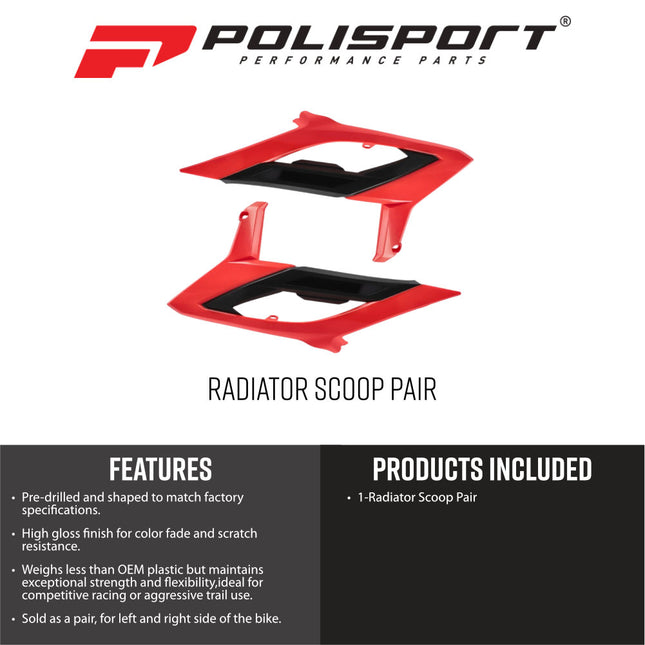Polisport 8496200001 Radiator Scoops Fits Beta RR 2T/4T (2023-24)+ – OEM‑Style Durable Replacement Plastics – Red/Black