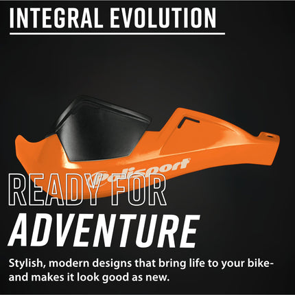 Polisport 8305100030 Integral Evolution OEM‑Quality Orange Handguards for Universal Handlebar Mount, Injection‑Molded Durable Gloss Polypropylene (DGP), Impact‑Resistant Flexible Design with Perfect Fit and Glossy Finish