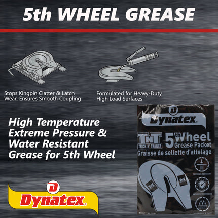 Dynatex 5th Wheel Grease 2 oz Packet - Heavy-Duty Waterproof, Graphite & Moly, High Load Plating, Anti-Rust & Corrosion (2-Pack)