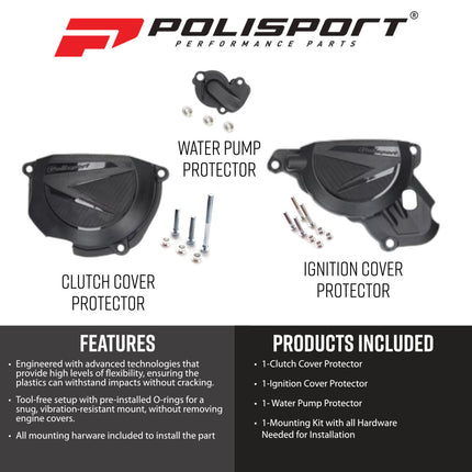 Polisport 91582 Clutch+Ignition Kit for BETA RR 4T 350/390/400/430/450 (2020+) – Black  Durable Plastic Engine Protection Cover Set  Direct Fit Replacement for OEM Parts